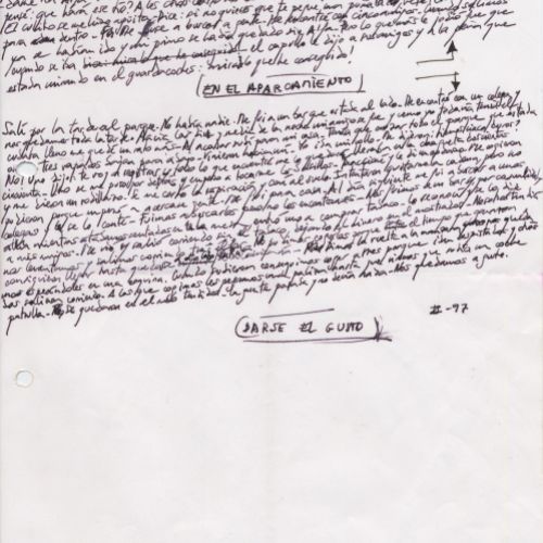 No me rayes "En el aparcamiento", manuscrito (Jq Ruiz Millet)