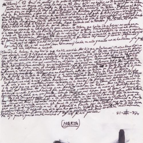 Sabotaje: Arte/Adrenalina "Marta", manuscrito (Jq Ruiz Millet)