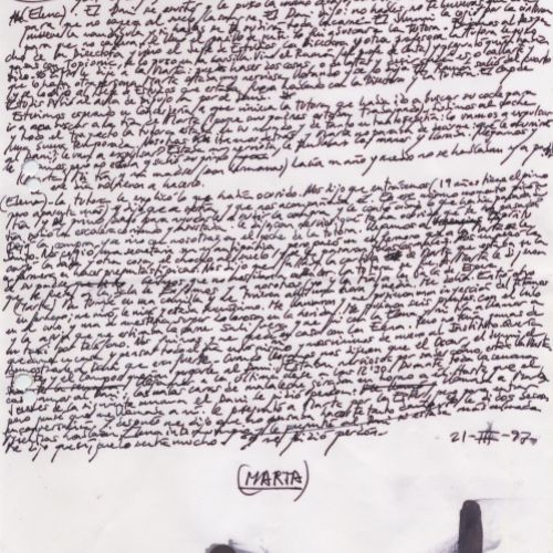 Sabotaje: Arte/Adrenalina "Marta", manuscrito (Jq Ruiz Millet)