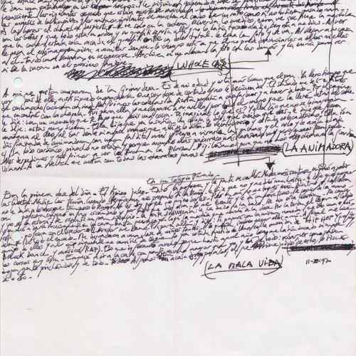 No me rayes "La mala vida", manuscrito (Jq Ruiz Millet)