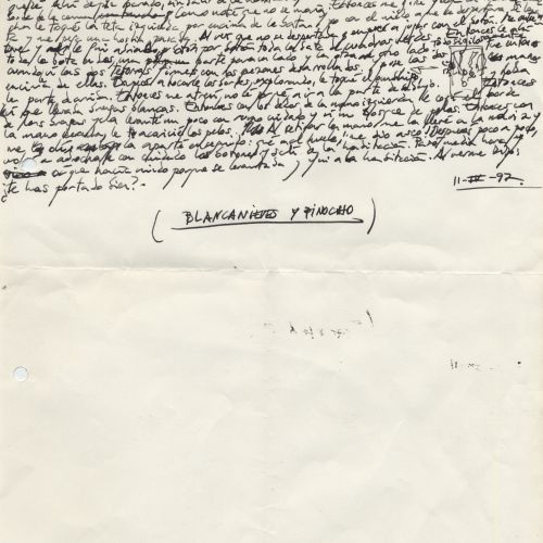 No me rayes "Blancanieves y Pinocho", manuscrito (Jq Ruiz Millet)