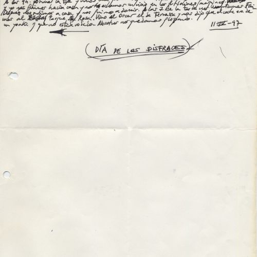 Sabotaje: Arte/Adrenalina "Me vendería por..." 3, manuscrito (Jq Ruiz Millet)