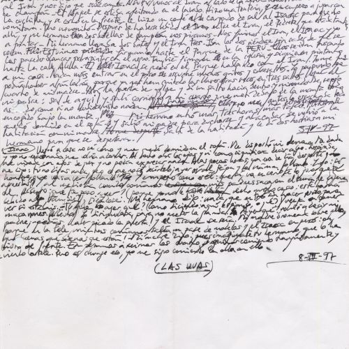 Sabotaje: Arte/Adrenalina "Las uvas", manuscrito (Jq Ruiz Millet)