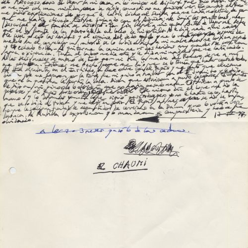 Sabotaje: Arte/Adrenalina "El Chino" 3, manuscrito (Jq Ruiz Millet)