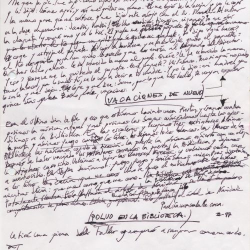 No me rayes "Vacaciones de nuevo", manuscrito (Jq Ruiz Millet)
