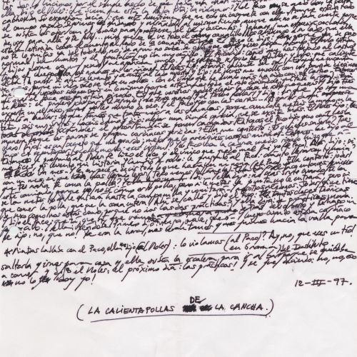 No me rayes "La calientapollas de la cancha", manuscrito (Jq Ruiz Millet)